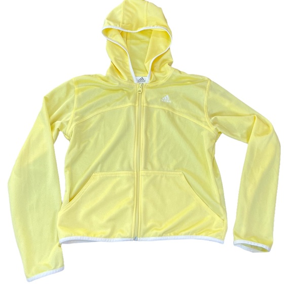 Vintage Adidas 2002 Y2K Zip Up Hoodie 3 Stripe Mesh Light wight Light Yellow - Picture 2 of 9